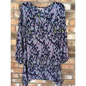 Skies are Blue Blue Multicolored Long Sleeve Tunic Boho Dress 8